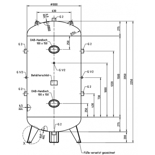 Aerotec Druckluftkessel 1500 L 16 bar verzinkt Lufttank Tank Kessel