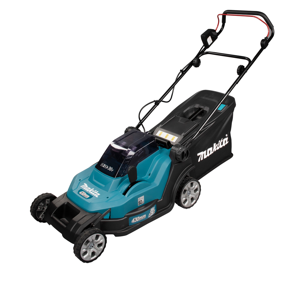 MAKITA Akku-Rasenmäher x18Volt DLM432PT2 2x18 V 5,0 Ah, 2 Akkus + Doppelladegerät