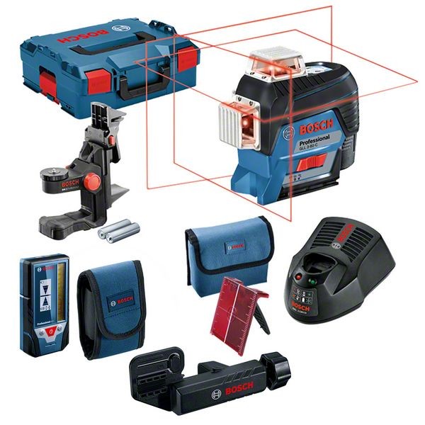 Bosch Linienlaser GLL 3-80 C inkl. Akku 2,0Ah, Ladgerät, BM1, LR7