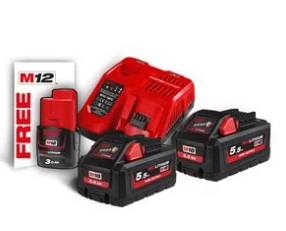 Milwaukee Akku-Basis-Set M18 HNRG-552, 2x 5,5 HB M18 + 1x 3,0 M12 + Ladegerät