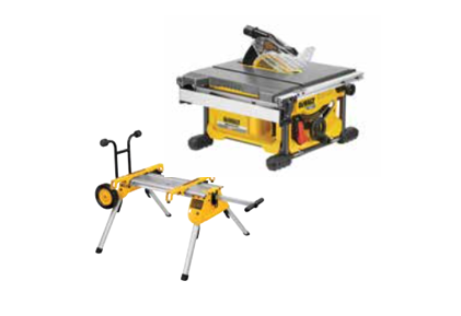 DeWalt Akku-Tischkreissäge 210 mm DCS7485N + Fahrbares Untergestell DE7400