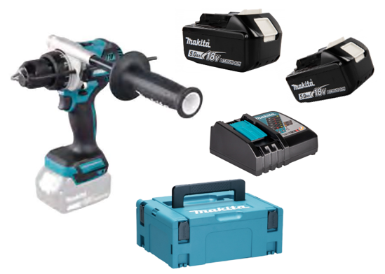 Makita Akku-Schlagbohrschrauber 18V DHP486RTJ, 2x 5,0 Ah und Ladegerät im MAKPAC