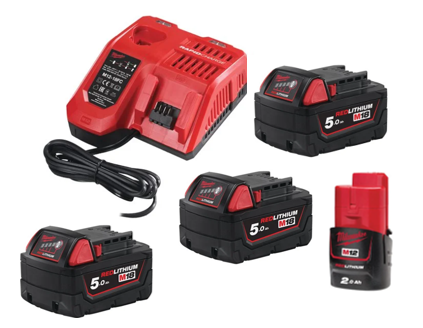 Milwaukee Vario Kit 18V Basis 3x Ersatzakku M18B5 18V/5.0Ah + 1x Lader M12-18FC