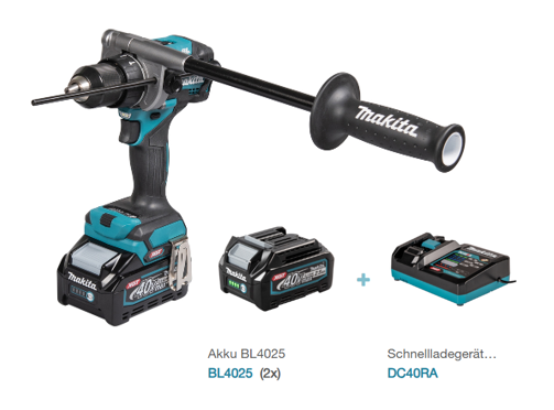 Makita 40V Akku-Schlagbohrschrauber HP001GD201 mit 2,5Ah Akkus und Ladegerät